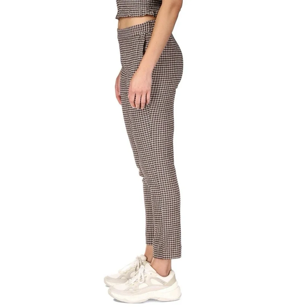 ANTHROPOLOGIE Sanctuary New Pants XL Women's Westside Check Chocolate Crop Brown - Picture 11 of 13